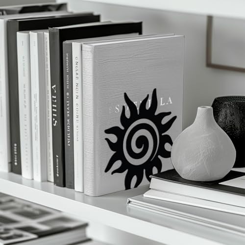Peacoblue Metal Bookends for Shelves, Modern Decorative Heavy Duty Study Book Support Stoppers for Office, Desk, Shelf, Room 5.3"x4.3"x5.5" Cast Iron Simple Tall Bookends, 1 Pair (Sun) - style: Sun