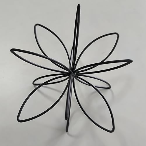 8" Black Sphere Decor, Abstract Tabletop Decorative Ball, Metal Floral Handmade Decorative Sculpture Home Decor Statues - color: Black-8in