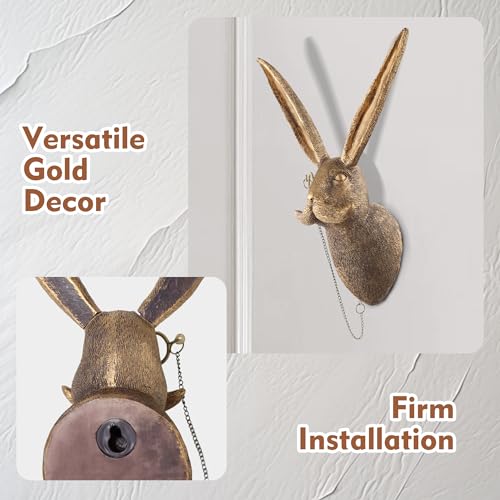 UITWMKTG Gold Animal Head Wall Decor Wall Sculpture Home Decor Statue for Living Room Office Bedroom Modern Decor for Men Women Rabbit - color: Rabbit