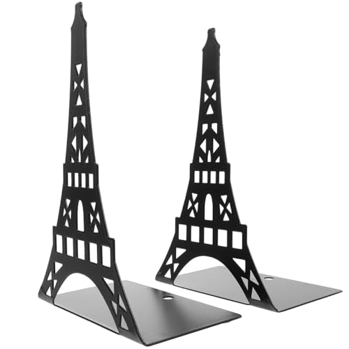 SAFIGLE Tower Shape Metal Bookends 8.07X5.31X3.26 Inch Decorative Black Book Holders Non-Skid Desk Organizer for Home Office Study Shelves - color: Black