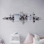 Rajukit Modern Geometric Abstract Metal Wall Art – Black Wall Decor – Large Metal Wall Sculpture for Living Room, Versatile Home Decor(33.9”*15.7”) - size: 33.9"L x 15.7"W