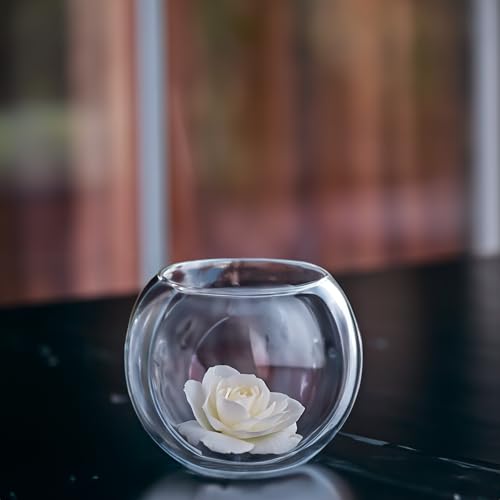 WGVI Clear Glass Tea Light Votive Candle Holder, Width 4", Height 3.15", Small Globe Bubble Bowl Round Vase, Tabletop Décor Container Terrarium, 1 Piece - size: Clear Bowl 3.15"H