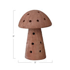 Creative Co-Op Handmade Vintage Reproduction Terra-Cotta Mushroom Shaped Candle Holder with Cut-Outs, Natural