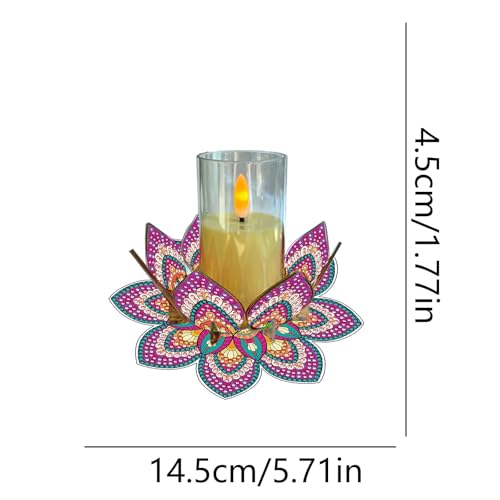 DIY Diamond Art Painting Candlestick Holders 5.71in Mandala Flower Shape Desk Candle Tray Tabletop Ornaments for Wedding Ramadan Party Home Table Centerpiece-Mandala14 - color: Mandala14