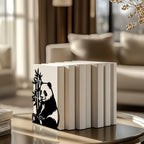 Peacoblue Metal Bookends for Shelves, Modern Decorative Heavy Duty Study Book Support Stoppers for Office, Desk, Shelf, Room 5.3"x4.3"x7.5" Cast Iron Simple Tall Bookends, 1 Pair (Panda and Bamboo) - style: Panda and Bamboo