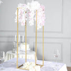Efavormart 2 Pack 32" Matte Gold Wedding Flower Stand Metal Vase Column Stand Geometric Centerpiece Vase - color: Gold, size: 2 Pack 32''