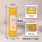 KONNI 2x8 Inch Yellow Pillar Candles in Glass Set of 3, Devotional Prayer Candle, Unscented Religious Candles, 105 Hours Emergency Long Burning, Ideal for Memorials, Vigil, Blessing - color: Yellow