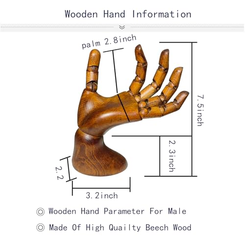 Mannequin,Hand Model,Hand Mannequin for Nails,Drawing,Wooden Hand,Antique Finish Wood Hand,Hand Model for Drawing,Female Hand of Left with Antique Finish. - color: Female_left 7.5 in With Antique Finish