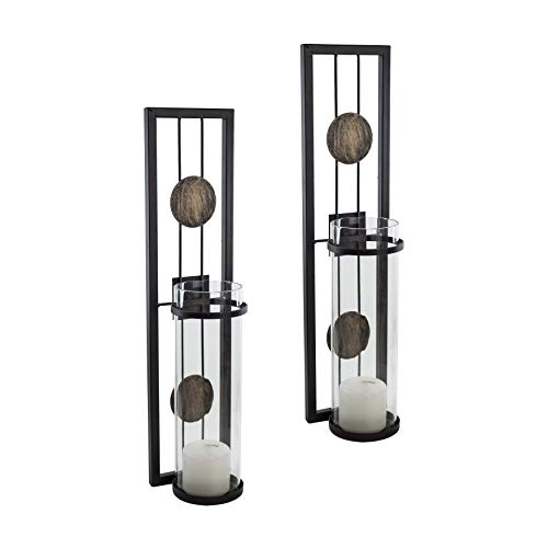 Danya B Set of Two Wall Sconces, Metal Wall Décor, Antique-Style Metal Sconce for Home, Patio or Office – Decorative Metal Wall Scone, Candle Holder, Real or Battery Operated Candles