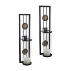 Danya B Set of Two Wall Sconces, Metal Wall Décor, Antique-Style Metal Sconce for Home, Patio or Office – Decorative Metal Wall Scone, Candle Holder, Real or Battery Operated Candles