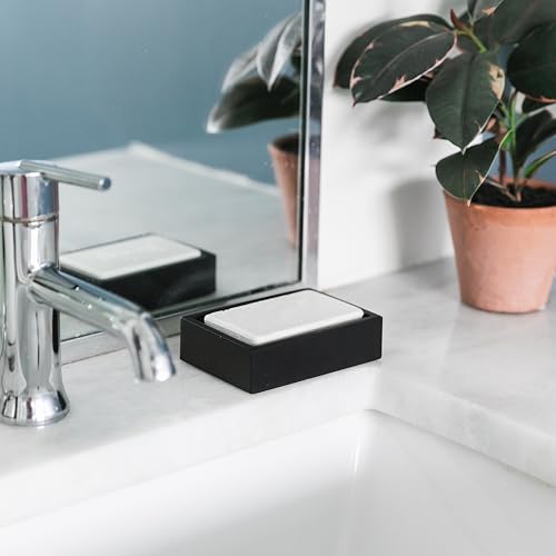 Yew Design Matte Black Square Soap Dish, Hand Soap Holder for Bathroom, Shower, Countertop, Bathtub, Wash Room, Kitchen with Non-Slip Protective Pads - color: Matte Black, size: Soap Dish Square