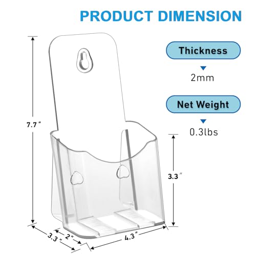 xydstay Acrylic Brochure Holder 4x9 Inches Slant Back Design, Clear Display Stand, Plastic Table Stand Sign, Pamphlet Flyer Display, 6 Pack