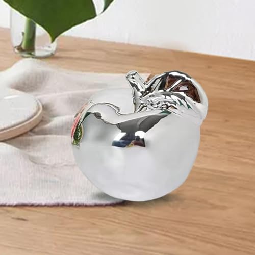 Fenteer Fruit Sculpture Desktop Statue Delicate Ideal Gifts Artistic Ornament Ceramic Figurine for Rooms Porches Desktops Homes Cafes, Silver, S - color: Silver, size: Small