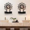 Om Mandala Metal Candle Holder 1 Pack, Black Metal Candlestick Holders, Candle Wall Holder, Spiritual Zen Wall Decor, Meditation Decor for Living Room, Dining Room, Yoga Room