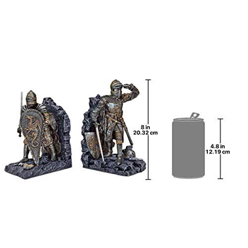 Design Toscano Arthurian Knight Bookends,Grey Stone,8 Inch, Set of Two - style: Arthurian Knight