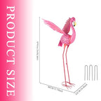 43" Metal Flamingo Garden Sculptures with Solar Light, Pink Flamingo Yard Art - Large Outdoor Lawn Ornaments & Decor for Patio, Backyard, Garden - size: 43Inch