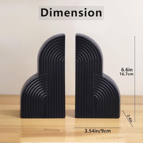 2Pcs/Set Book Ends for Shelves, Decorative Book Ends for Heavy Books,Aesthetic Boho Style for Book Ends for Shelves,Modern Home Office Bookshelf Decor, Home Decor,or Library Decor (Black) - color: Black