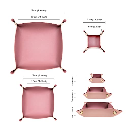 3 Size Leather Valet Tray Organizer, Folding Travel Organizer, Jewelry Tray, For Travel, Home Or Office | Plain Weave, Double Complexion - color: PINK&PURPLE