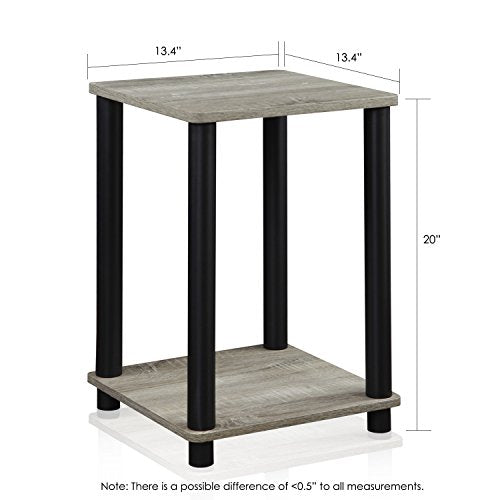 FURINNO Turn-N-Tube Haydn End Table, 1-Pack, French Oak Grey/Black - color: French Oak/Black, size: 1-Pack, 2-Tier, style: Haydn