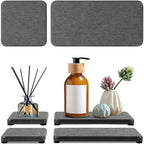 4PCS Water Absorbing Stone Tray, Quick Drying Diatomite Stone Sink Tray, Water Absorbent Diatomite Coasters Used for Hand Soap Dispenser Toothbrush Sponges Holders in Bathroom Counter and Kitchen Sink - color: Dark Gray