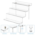 NIUBEE Acrylic Riser Display Shelf, Clear Display Stand for Amiibo Funko POP Figures,4 Tier Cupcakes Stand Perfume Organizer and Storage (9 Inch Small) - size: 9 inch