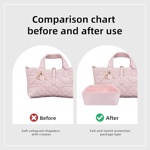 DGAZ Silk Purse Organizer Insert Fits Dior Toujours Bags，Silky Smooth Bag Organizer，Luxury Handbag & Tote Shaper(Pink,Toujours L) - color: Pink, size: Large