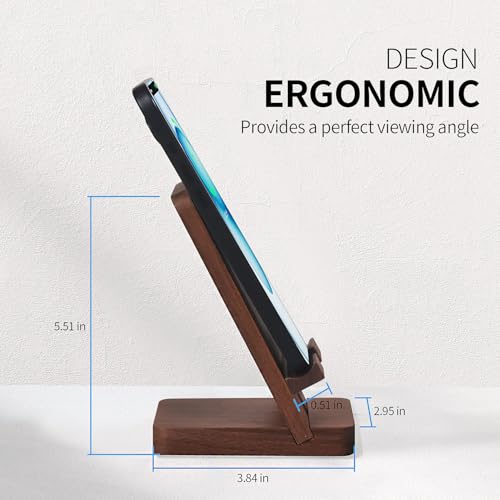 Cell Phone Stands of 3D MAGIC, Desktop Stand, Luxury Nature Wood Magnetic Phone Stand for Desk, Compatible with iPhone & All Cell Phones, Ultra-Stable, Portable & Non-Slip Design, Walnut Wood - color: Walnut Pro