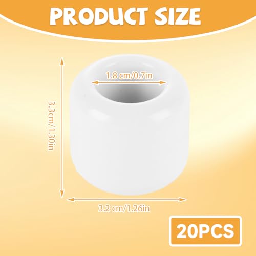 20Pcs 0.7 Inch Chime Candle Holder, Spell Candle Holders, White Ceramic Candles Holder for Casting Chimes, Rituals, Spells, Vigil, Wiccan Supplies, 1.3x1.26 Inch