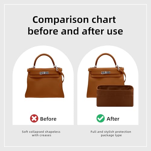 DGAZ Bag Organizer Insert For Kelly pochette/mini II /20/25/28/32/35/40/42/45 Bags, Silk Purse Organizer, Simplicity Handbag & Tote Organizer(Gold,KL28 Sellier) - color: Gold, size: KL28 Sellier