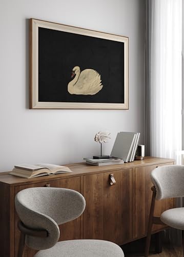 VIYYIEA Framed Wall Art for Living Room, Swan Art Canvas Prints, Vintage Home Decor, Animals Painting Picture, Bathroom Wall Decor Gifts for Friends or Family - 36L x 24W - color: Animal-【Zwaan】, size: 36"L x 24"W