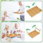 Artmeer Bed Tray Table with Folding Legs, Bamboo Breakfast Food Tray with Media Slot, Use As Platter, Laptop Desk, Snack, TV Tray Kitchen Serving Tray (Bamboo Extra-Large Size) - color: Bamboo, size: X-Large