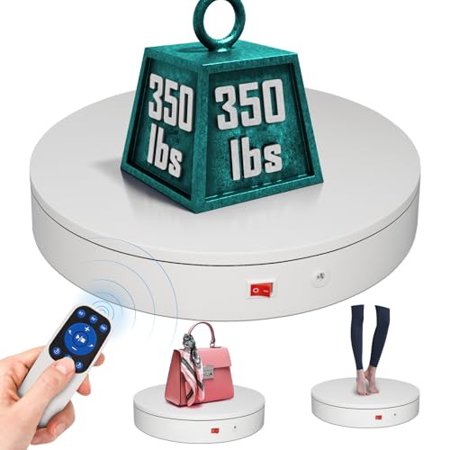 12.6Inch/350lbs Capacity Large Rotating Platform,Remote Rotating Display Stand ,Electric Motorized Turntable,Photography Turntable,Heavy Duty Rotating Platform for Photography,3D Scanner,Exhibition - size: 12.6inch/White/350Lbs Load