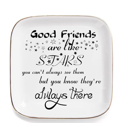 Friend Gifts for Women Trinket Dish Jewelry Tray - Good Friends are Like Stars - Unique Friendship Gifts Friendship Gift Ring Dish for Birthday, Christmas, Galentine's Day - style: Good Friends are Like Stars