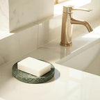 Creative Co-Op Marble Round Soapdish, Green - color: Green