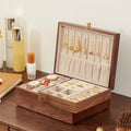 CHOSIN Black Walnut Wooden Jewelry Box for Women 2 Layer Jewelry Organizer with Removable Tray for Watches Rings Earrings Necklace Bracelets Storage Gifts for Mom - style: 2 Layer B