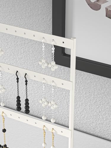 Julysky Earring Holder Organizer, Earring Stand, 4 Layers, White - color: White, size: 4 Layers