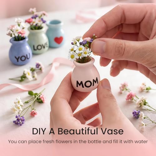 Mother's Gifts for Mom Birthday Gifts from Daughter Son - 6 Pcs Refrigerator Magnets - Mini Vase Magnets for Fridge with Artificial Flowers, Christmas Valentines Day Gifts for Moms - color: 6 Pack for Mom