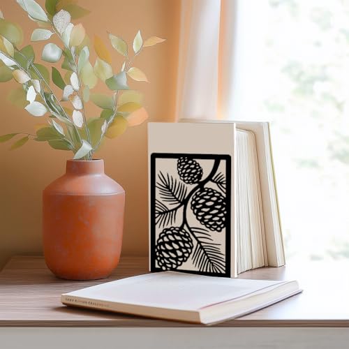2 Pcs Decorative Metal Bookends, Pinecone Design Book Ends for Shelves Black Heavy Duty Book Stopper Suitable for Home Office School - style: Pinecone