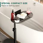 Yumkfoi Bamboo Bathtub Tray Table with Adjustable Height, Freestanding Bathtub Caddy for Tub Against Wall, Tub Organizer Suitable for Luxury Spa and House Warming - Patent Protected (Black) - color: Black