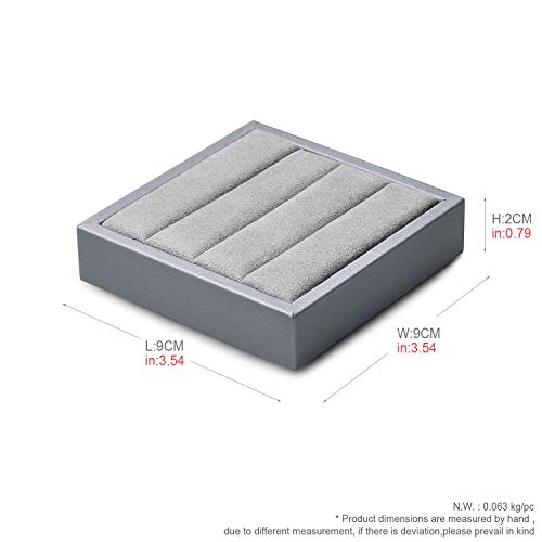 Oirlv Premium Leather Ring Display Stand Small Ring Tray Showcase Jewelry Display Jewelry Holder Home Organizer(Light Grey) - color: Light Grey