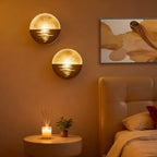 Gold Wall Sconces Set of Two: Flameless Candle Sconces Night Light for Indoor Livingroom Bedroom - Metal Sunrise Decor Wall Candle Holder with Tealight for Hallway