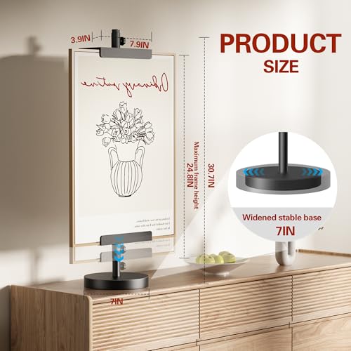 DTK Tabletop Easel,Height Adjustable Easel Stand for Picture Frame up to 24.8"H,Poster Stand,Art Display Easel for Signs,Art or Picture,Metal Sign Stand for Home,Events or Shop,Table top Easel(Black)