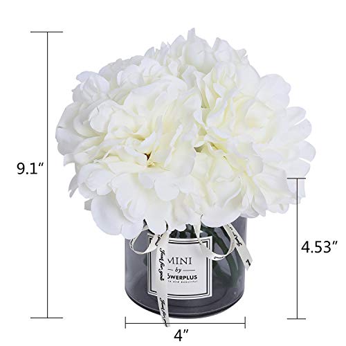 MOOMASS Artificial Peony and Glass vase Decoration, Ins Style Artificial Flower Glass Bottle Set - color: White