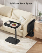 HUANUO Adjustable TV Tray, Height Adjustment TV Trays with 360° Swivel and 90° Tilt, Sturdy & Multi-Functional Sofa Table with Anti-Slip Bar, Space-Saving Side Table for Couch, Bedside, and Dining Use - color: Black