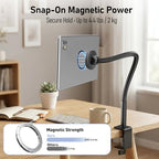 Magnetic Gooseneck Tablet Holder, iPad Desk Clamp Mount for Bed & Desk, 360 Degree Adjustable Arm, Compatible with MagSafe,Fits 4.7"-13.5" Devices, Phones, iPad Pro/Air/Mini, Kindle Fire, Galaxy Tab