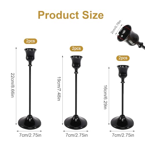 6pcs Black Candle Holder, Black Candlestick Holders Taper Candle Holders for Pillar Candles Sticks Holder Decor Halloween Christmas Decorations Candle Stick Holder Candelabros para Centros de Mesa - color: Black - 6pcs