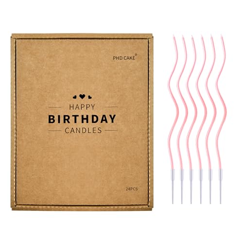 PHD CAKE 24-Count Pearl Pink Spiral Long Thin Birthday Candles, Cake Candles, Birthday Parties, Wedding Decorations, Party Candles - color: Pearl Pink