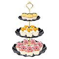 BACUTHY 3 Tier Cupcake Stand Holder, Plastic Cup Cake Stand Towel with Tiered Serving Tray for Cupcakes, Donuts, Fruits and More, White (Black) - color: Black