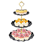 BACUTHY 3 Tier Cupcake Stand Holder, Plastic Cup Cake Stand Towel with Tiered Serving Tray for Cupcakes, Donuts, Fruits and More, White (Black) - color: Black
