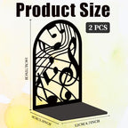 Musical Metal Book Ends Non-Skid Black Unique Bookend Decorative Heavy Book Ends for Shelves Heavy Duty Study Book Support Stoppers for Desk Musical Note 7x4.7x3.5 inch 1 Pairs/2 Pcs - style: Musical Note